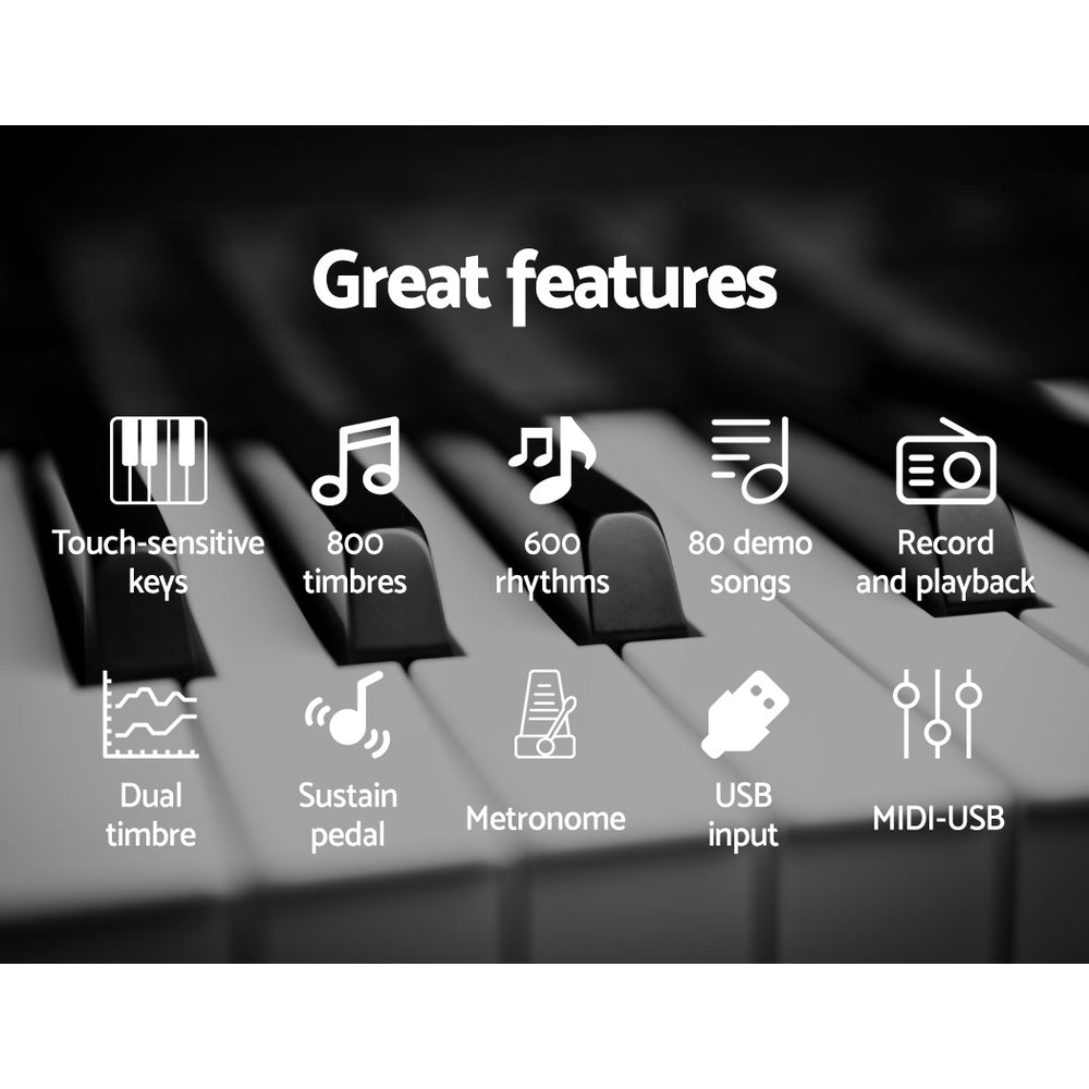 Alpha 88 Keys Electronic Piano Keyboard Digital Electric w/ Stand Stool Weighted EK-WP-88-BK-B01