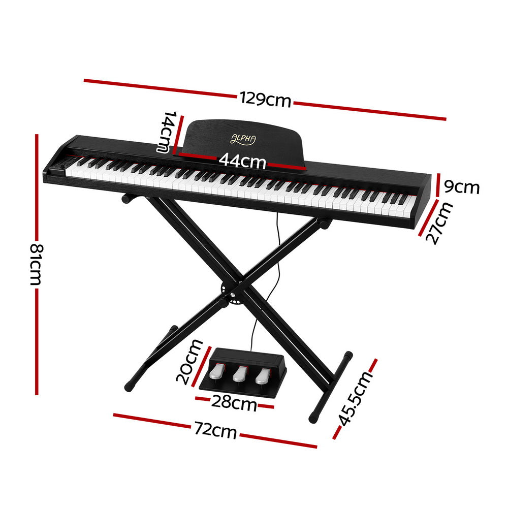 Alpha 88 Keys Digital Piano Keyboard Electronic w/ Stand EK-WP88-XBT-BK