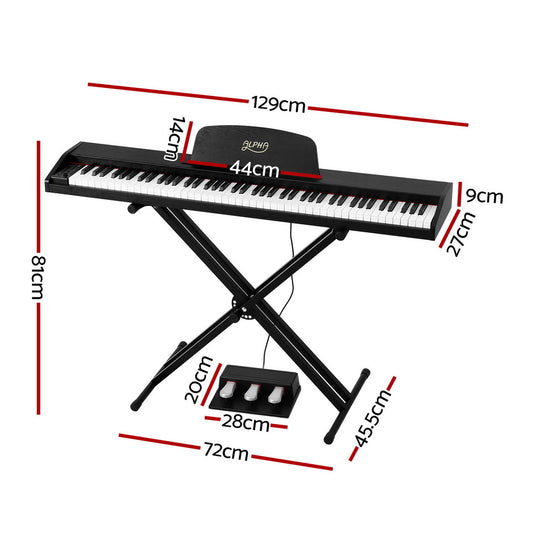 Alpha 88 Keys Digital Piano Keyboard Electronic w/ Stand EK-WP88-XBT-BK