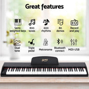 Alpha 88 Keys Digital Piano Keyboard Electronic w/ Stand EK-WP88-XBT-BK