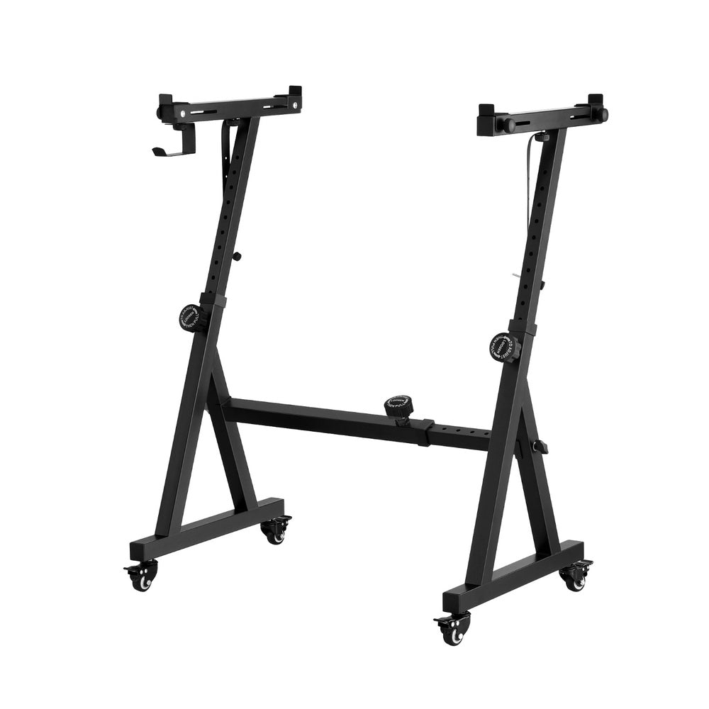 Alpha Heavy Duty Adjustable Piano Stand with Lockable Wheels Z-Stand Black EK-ZSTAND-BK