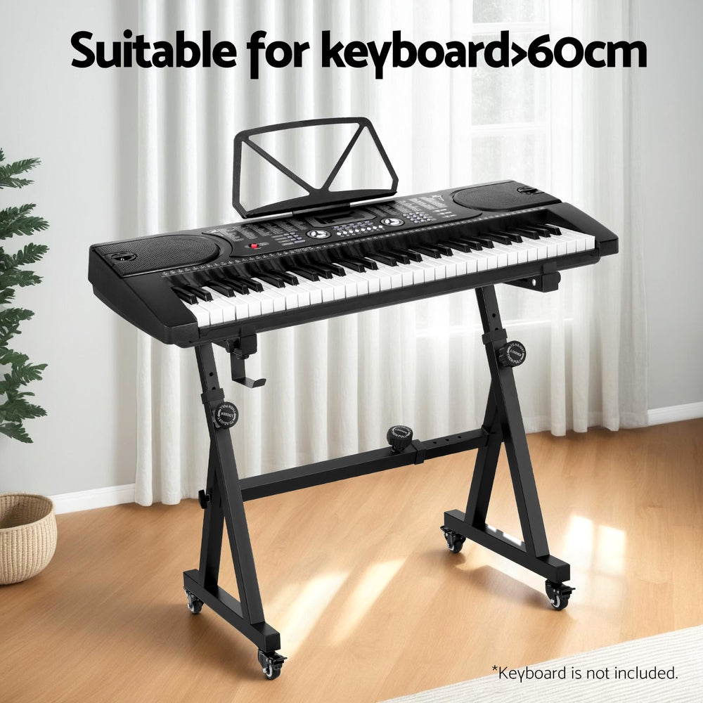 Alpha Heavy Duty Adjustable Piano Stand with Lockable Wheels Z-Stand Black EK-ZSTAND-BK
