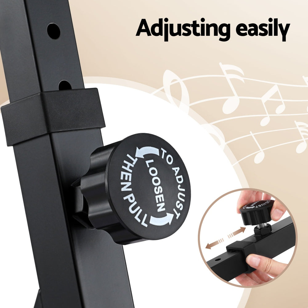 Alpha Heavy Duty Adjustable Piano Stand with Lockable Wheels Z-Stand Black EK-ZSTAND-BK