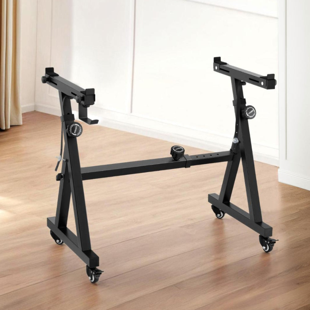 Alpha Heavy Duty Adjustable Piano Stand with Lockable Wheels Z-Stand Black EK-ZSTAND-BK