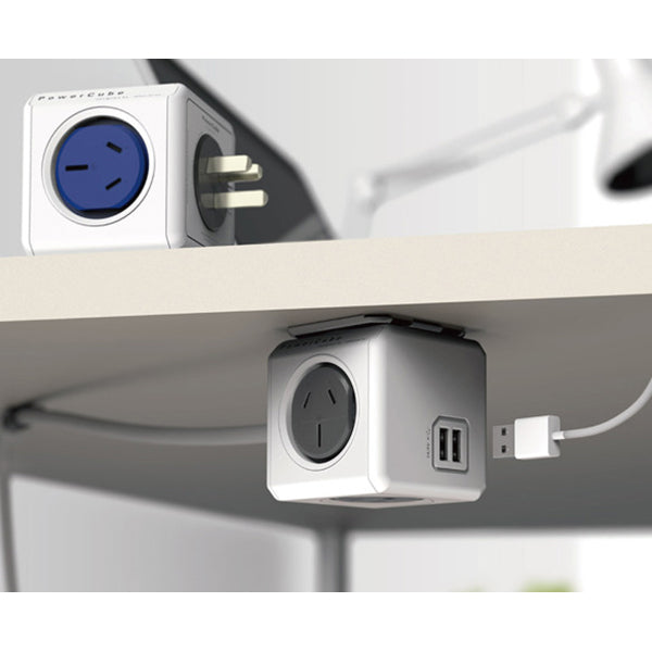 Allocacoc PowerCube Extended USB Powerboard 4-Outlets 2 USB Ports Grey-White 1.5m V28-ELEAUS5400AUEUPC