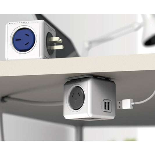 Allocacoc PowerCube Extended USB Powerboard 4-Outlets 2 USB Ports Grey-White 1.5m V28-ELEAUS5400AUEUPC