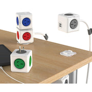 Allocacoc PowerCube Extended USB Powerboard 4-Outlets 2 USB Ports Grey-White 1.5m V28-ELEAUS5400AUEUPC