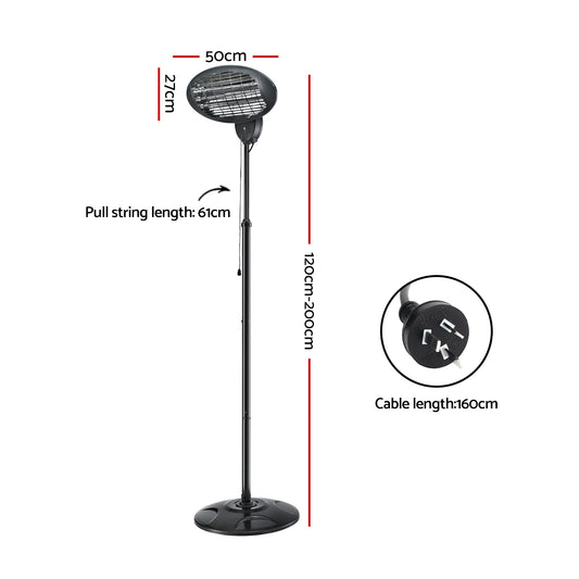 Devanti Electric Patio Heater 2000W EPH-2000-BK