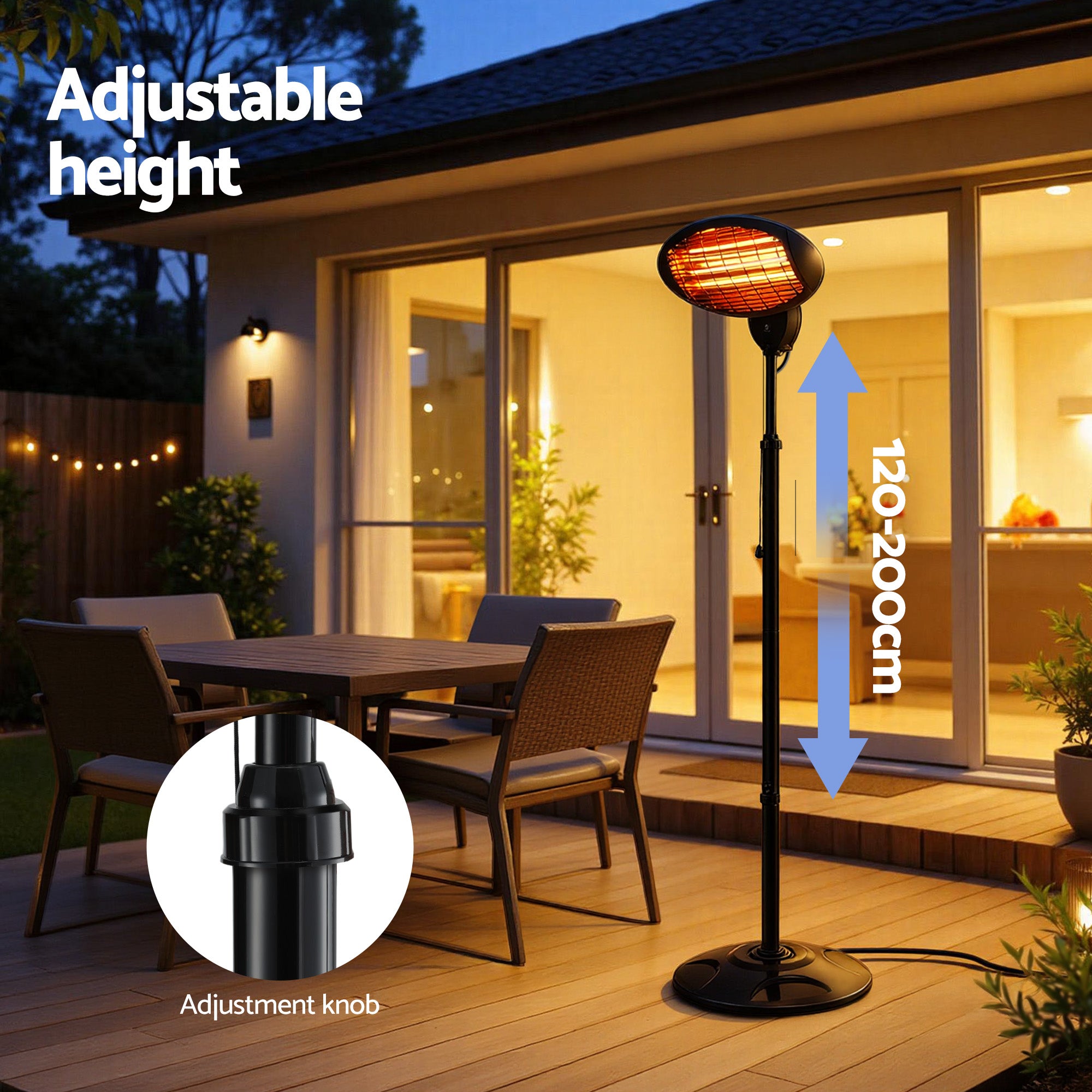 Devanti Electric Patio Heater 2000W EPH-2000-BK