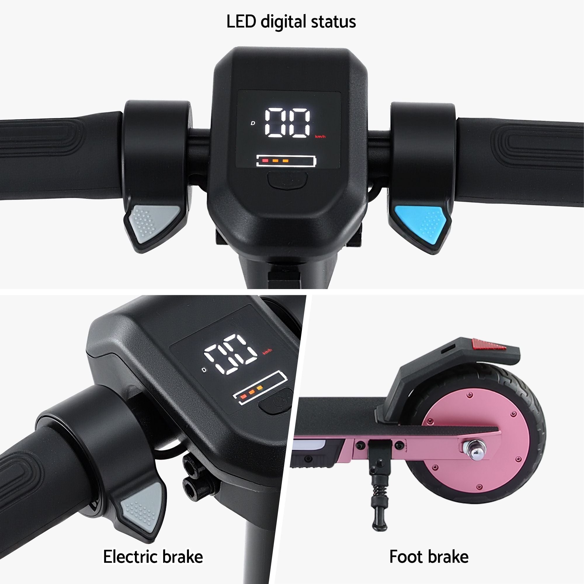 Electric Scooter 180W 18KM/H Adjustable Portable Foldable Height Riding Commuter Teens Adults