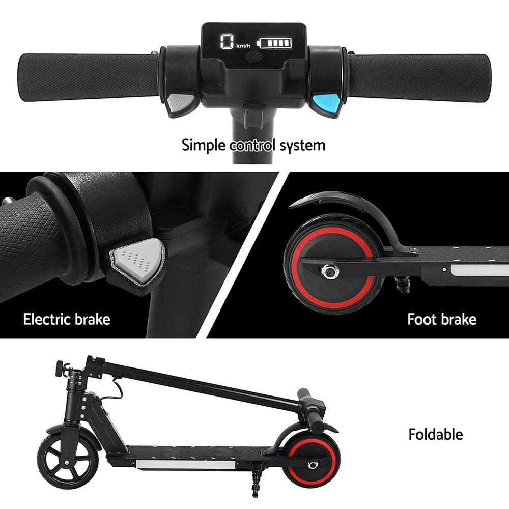 Electric Scooter 130W 16KM/H LED Light Folding Portable Riding Commuter Black ESC-S32-6-BK