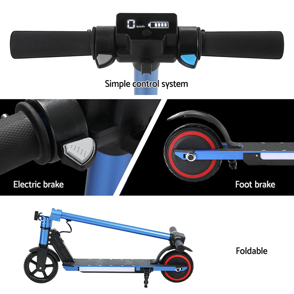 Electric Scooter 130W 16KM/H LED Light Folding Portable Riding Commuter Blue ESC-S32-6-BL