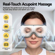 Livemor Eye Massager with Heat & Vibration | 180 degrees Foldable Electric Eye Heat Mask with Bluetooth Music EYE-MASSAGE-01-WH
