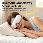 Livemor Eye Massager with Heat & Vibration | 180 degrees Foldable Electric Eye Heat Mask with Bluetooth Music EYE-MASSAGE-01-WH