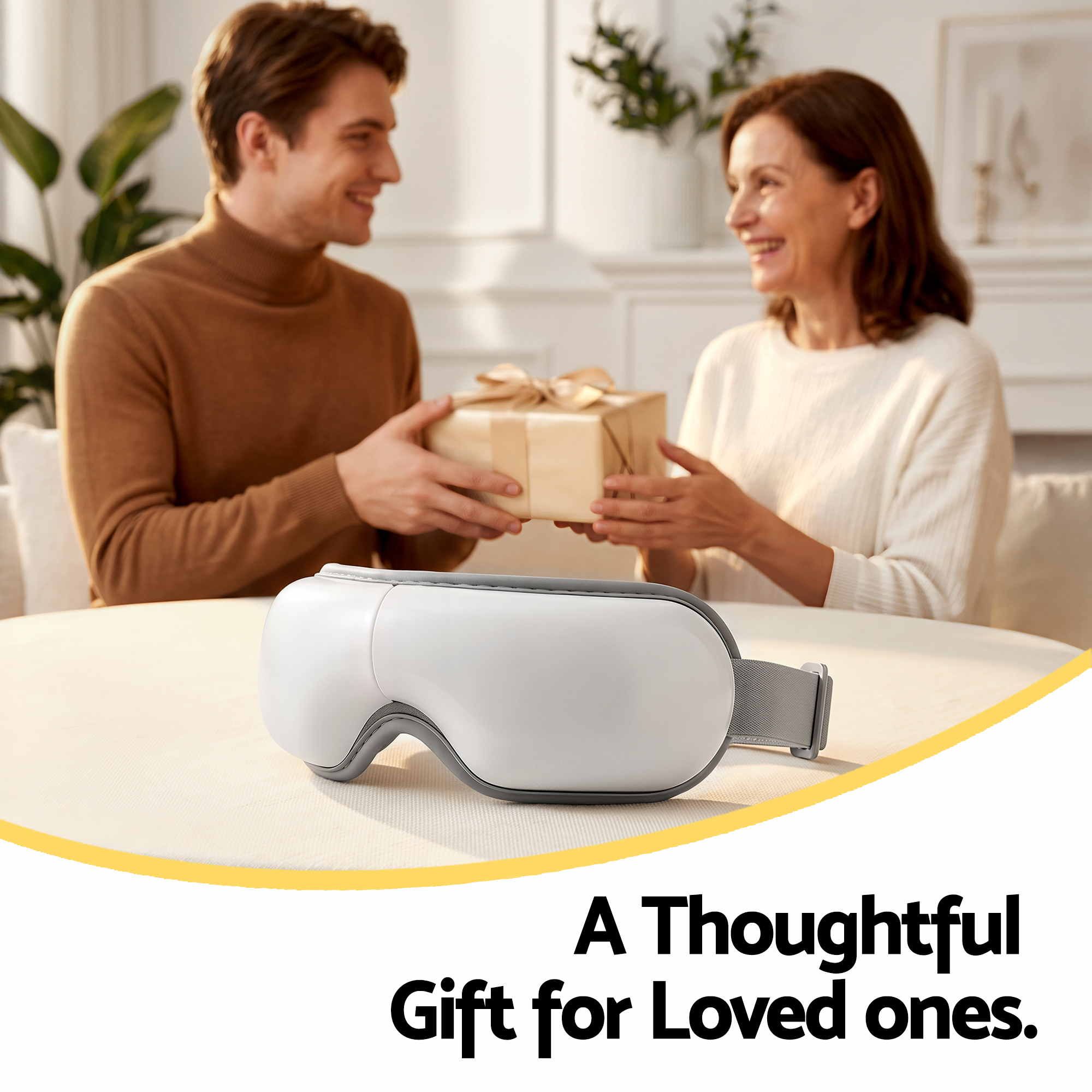 Livemor Eye Massager with Heat & Vibration | 180 degrees Foldable Electric Eye Heat Mask with Bluetooth Music EYE-MASSAGE-01-WH