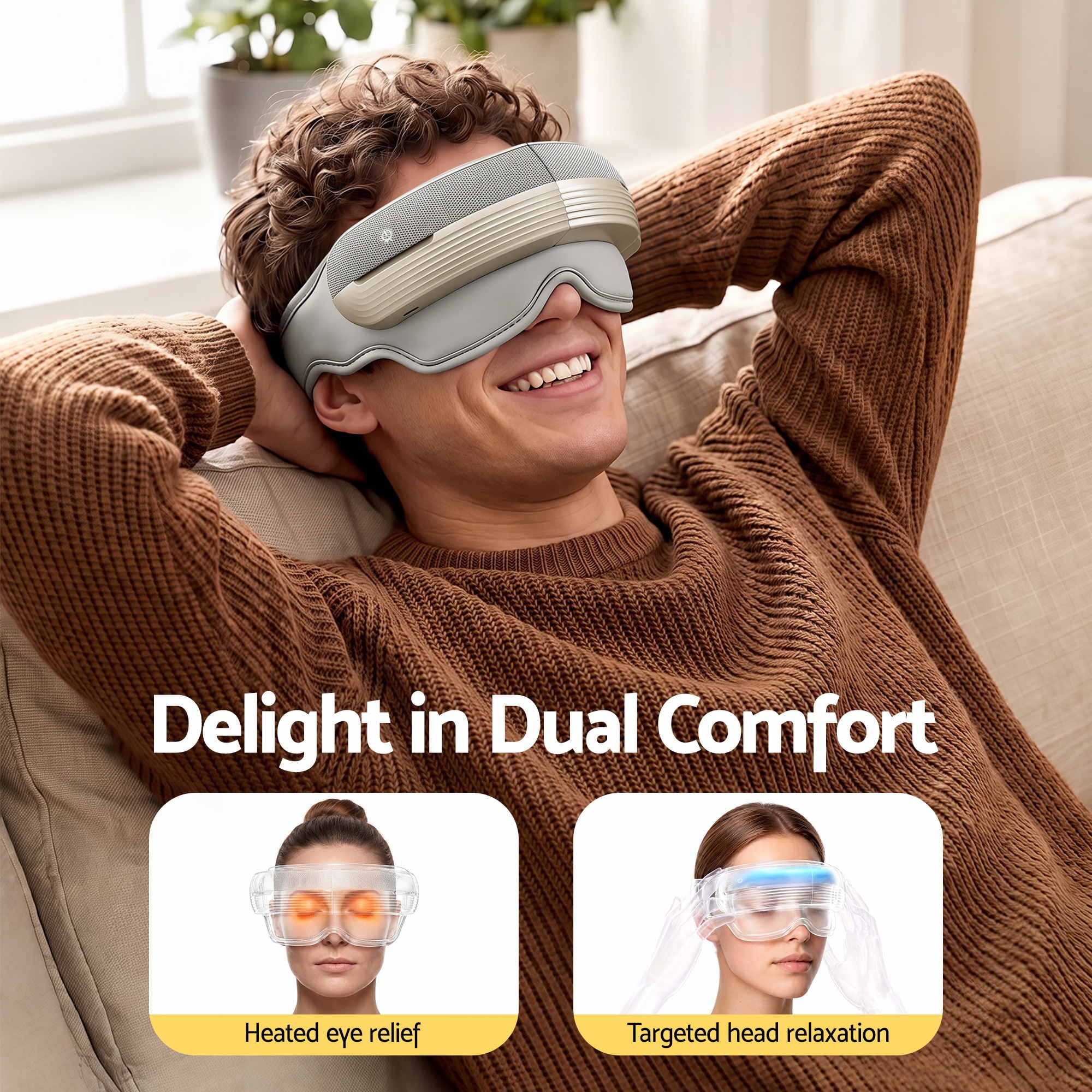 Livemor Eye and Head Massager with Heat, Eye Massager, Forehand and Temple Massager, Air Compression & EYE-MASSAGE-02-3D-GY