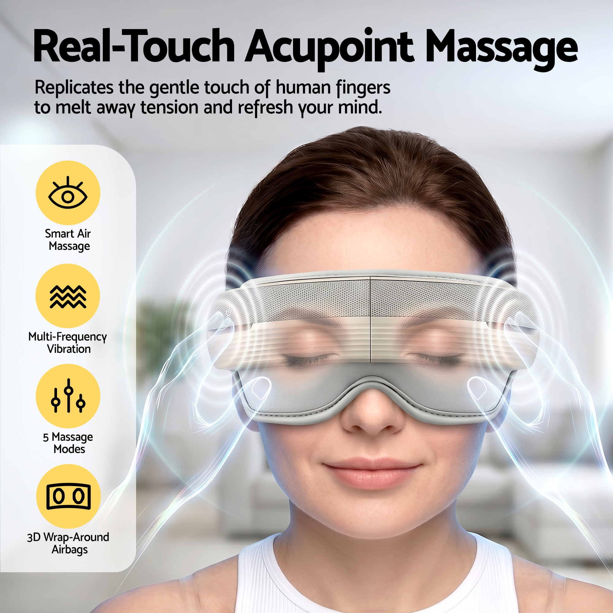 Livemor Eye and Head Massager with Heat, Eye Massager, Forehand and Temple Massager, Air Compression & EYE-MASSAGE-02-3D-GY