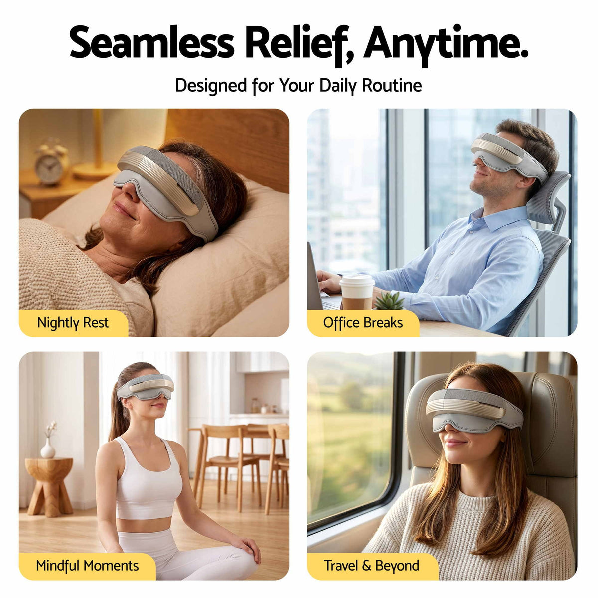 Livemor Eye and Head Massager with Heat, Eye Massager, Forehand and Temple Massager, Air Compression & EYE-MASSAGE-02-3D-GY