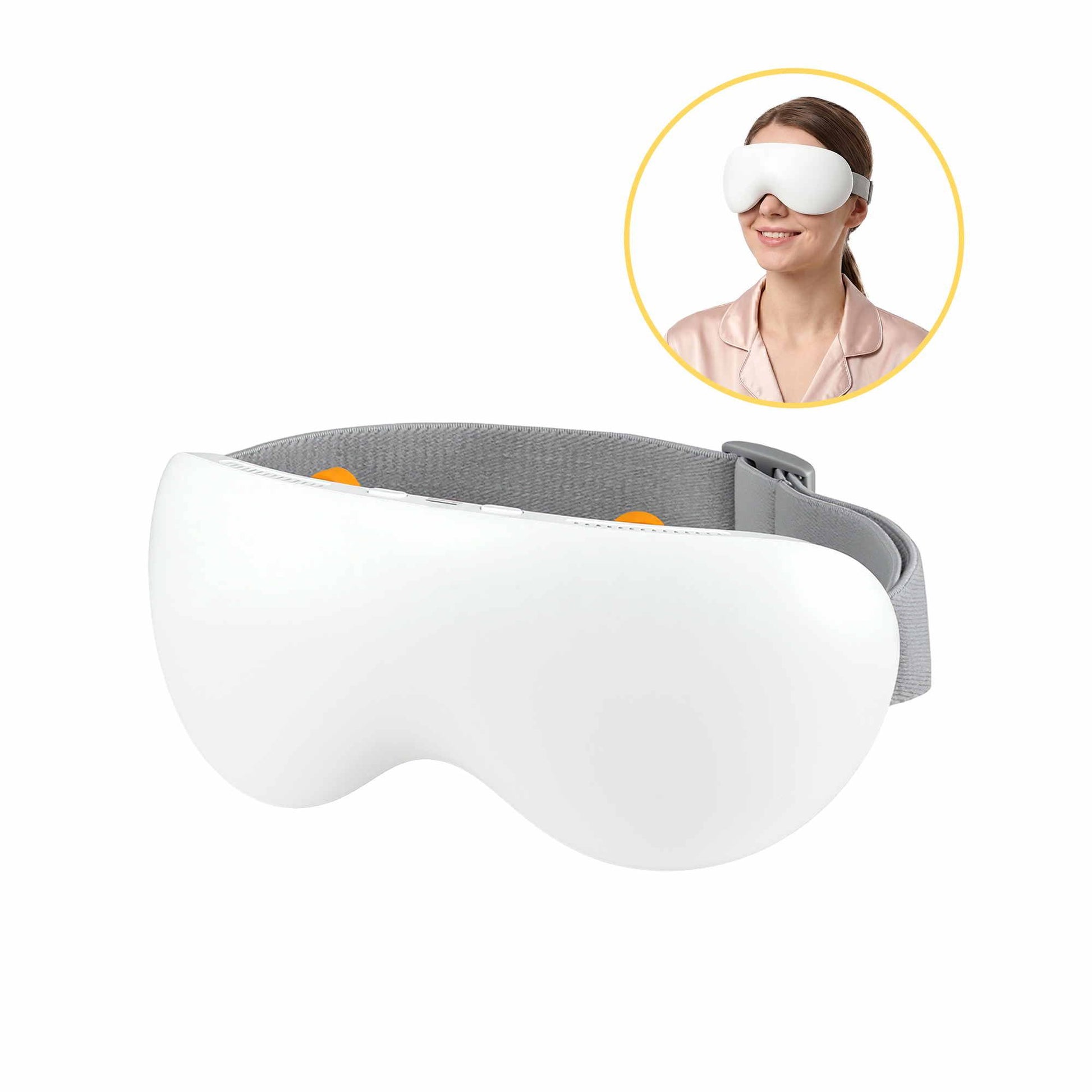 Livemor Eye Massager with Cooling & Heating | Dual Hot Cold Compress Goggles with 12 Vibrating Nodes for EYE-MASSAGE-03-COLD-WH