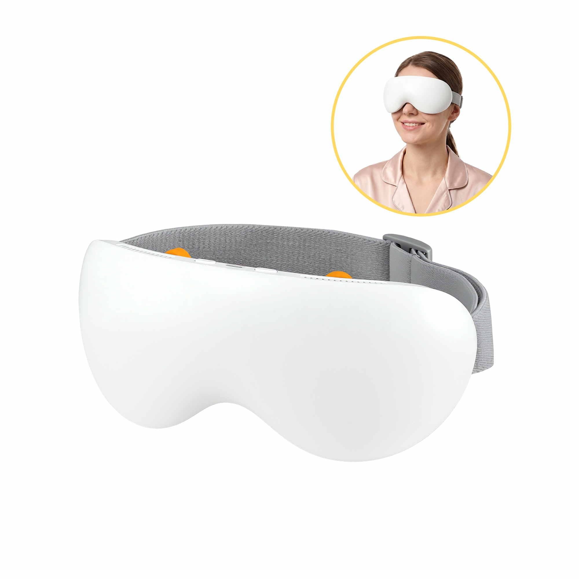 Livemor Eye Massager with Cooling & Heating | Dual Hot Cold Compress Goggles with 12 Vibrating Nodes for EYE-MASSAGE-03-COLD-WH