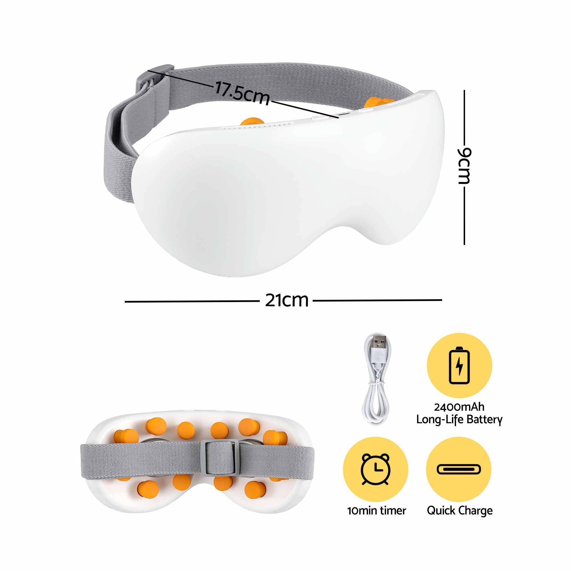 Livemor Eye Massager with Cooling & Heating | Dual Hot Cold Compress Goggles with 12 Vibrating Nodes for EYE-MASSAGE-03-COLD-WH