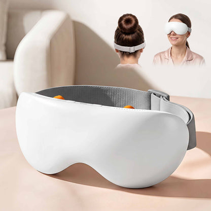Livemor Eye Massager with Cooling & Heating | Dual Hot Cold Compress Goggles with 12 Vibrating Nodes for EYE-MASSAGE-03-COLD-WH