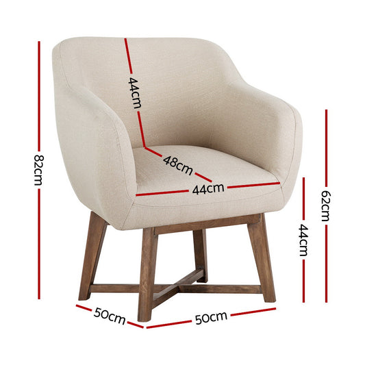 Artiss Armchair Tub Chair Beige Aston FA-CHAIR-ACC024-BG