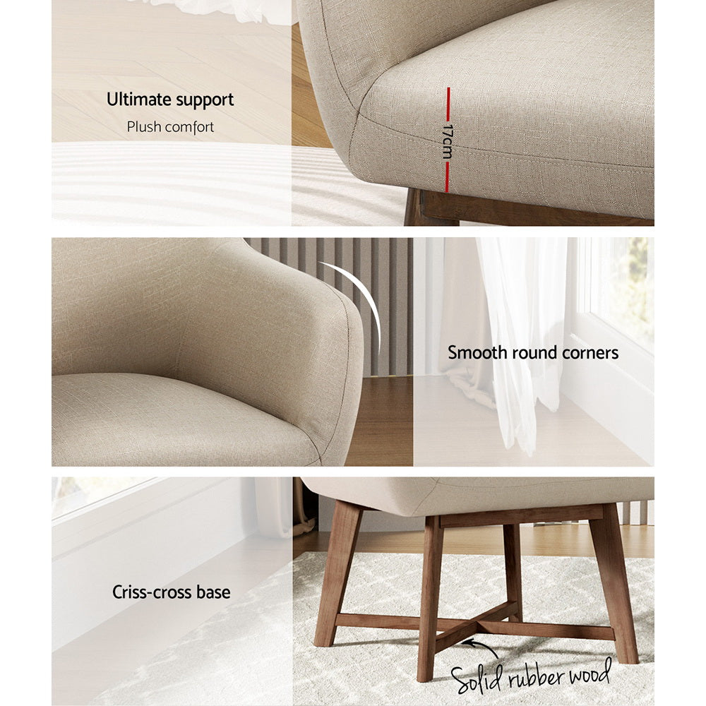 Artiss Armchair Tub Chair Beige Aston FA-CHAIR-ACC024-BG