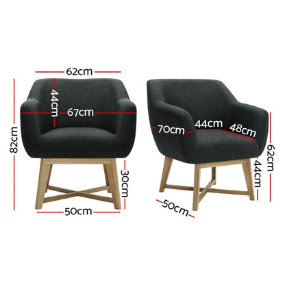 Artiss Armchair Tub Chair Charcoal Aston FA-CHAIR-ACC024-CHAR