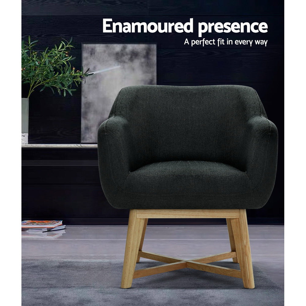 Artiss Armchair Tub Chair Charcoal Aston FA-CHAIR-ACC024-CHAR