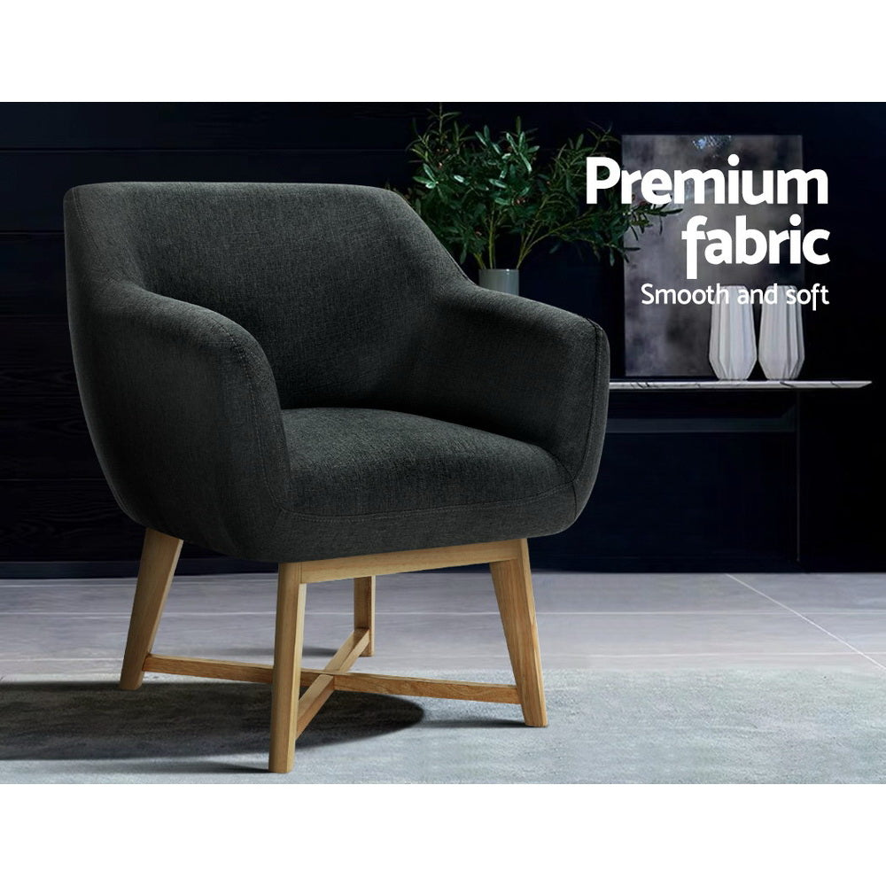 Artiss Armchair Tub Chair Charcoal Aston FA-CHAIR-ACC024-CHAR