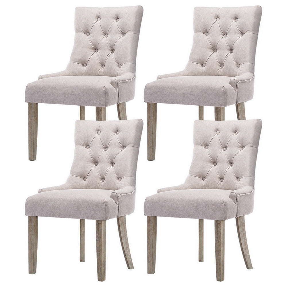 Artiss Dining Chairs Set of 4 Linen French Provincial Beige FA-CHAIR-DIN470S-BGX4
