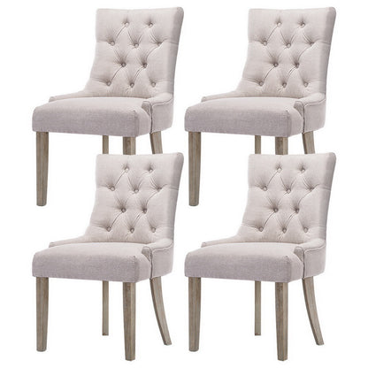 Artiss Dining Chairs Set of 4 Linen French Provincial Beige FA-CHAIR-DIN470S-BGX4