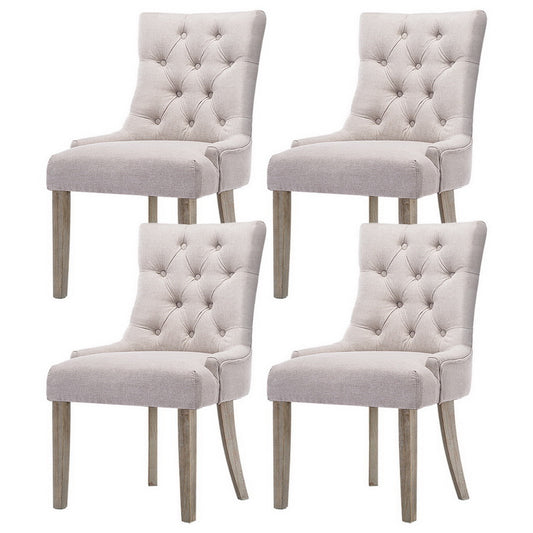 Artiss Dining Chairs Set of 4 Linen French Provincial Beige FA-CHAIR-DIN470S-BGX4