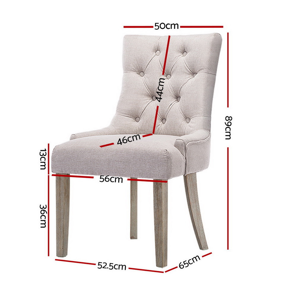 Artiss Dining Chairs Set of 4 Linen French Provincial Beige FA-CHAIR-DIN470S-BGX4
