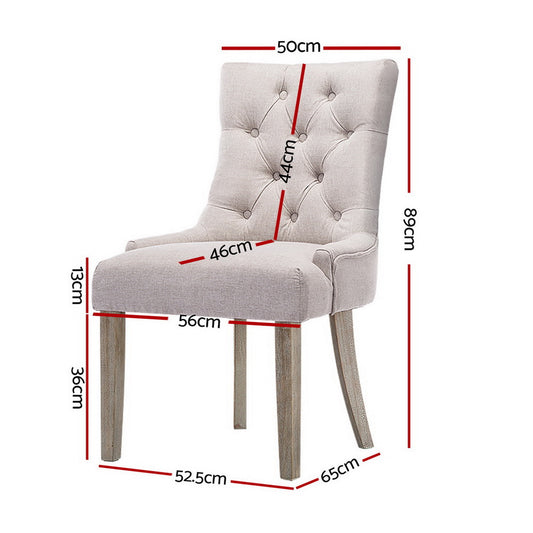 Artiss Dining Chairs Set of 4 Linen French Provincial Beige FA-CHAIR-DIN470S-BGX4