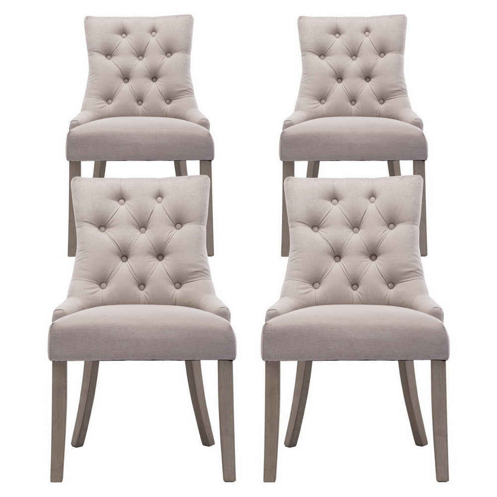 Artiss Dining Chairs Set of 4 Linen French Provincial Beige FA-CHAIR-DIN470S-BGX4