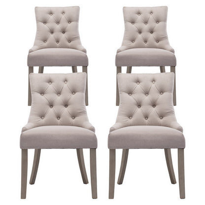 Artiss Dining Chairs Set of 4 Linen French Provincial Beige FA-CHAIR-DIN470S-BGX4