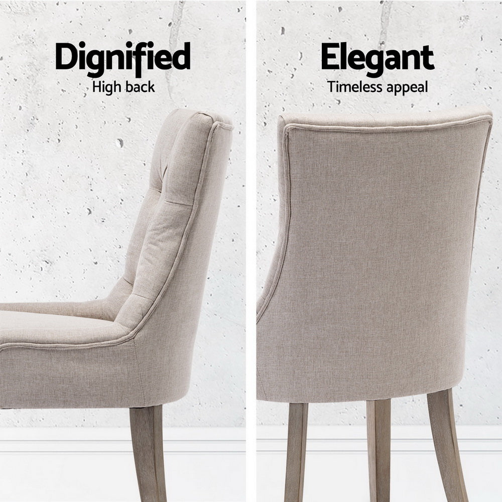 Artiss Dining Chairs Set of 4 Linen French Provincial Beige FA-CHAIR-DIN470S-BGX4