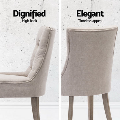 Artiss Dining Chairs Set of 4 Linen French Provincial Beige FA-CHAIR-DIN470S-BGX4