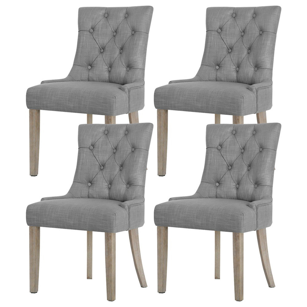 Artiss Dining Chairs Set of 4 Linen French Provincial Grey FA-CHAIR-DIN470S-GYX4
