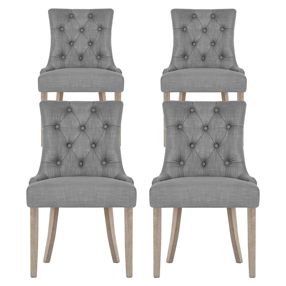 Artiss Dining Chairs Set of 4 Linen French Provincial Grey FA-CHAIR-DIN470S-GYX4