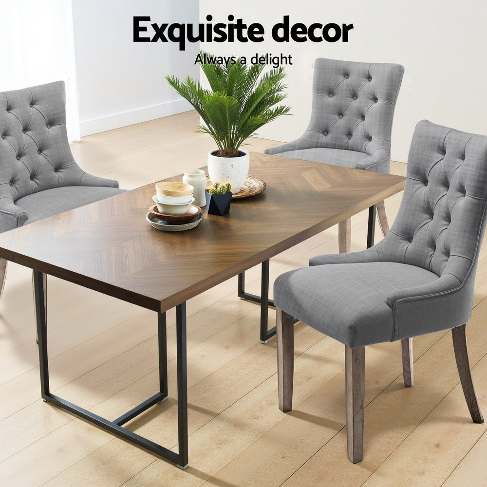Artiss Dining Chairs Set of 4 Linen French Provincial Grey FA-CHAIR-DIN470S-GYX4