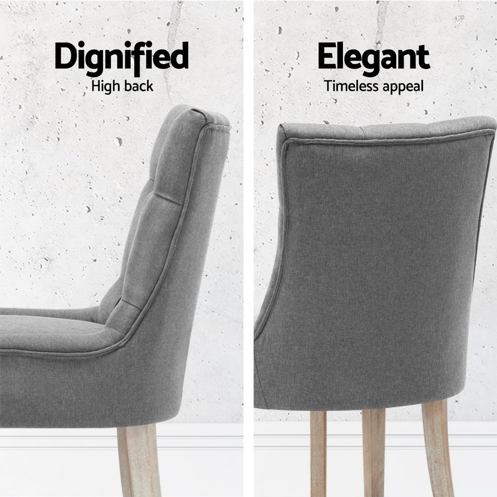 Artiss Dining Chairs Set of 4 Linen French Provincial Grey FA-CHAIR-DIN470S-GYX4