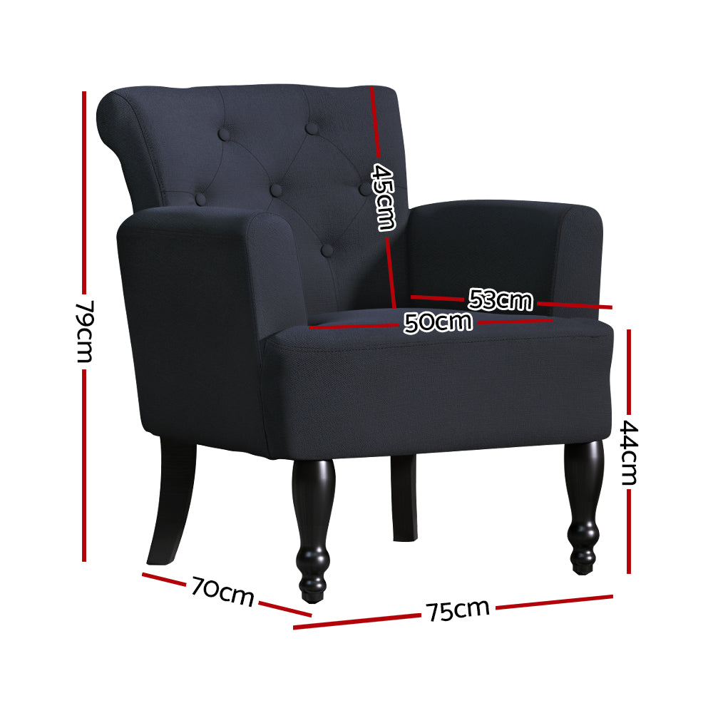 Artiss Armchair Wingback Charcoal Lothair FA-CHAIR-WING02-BK