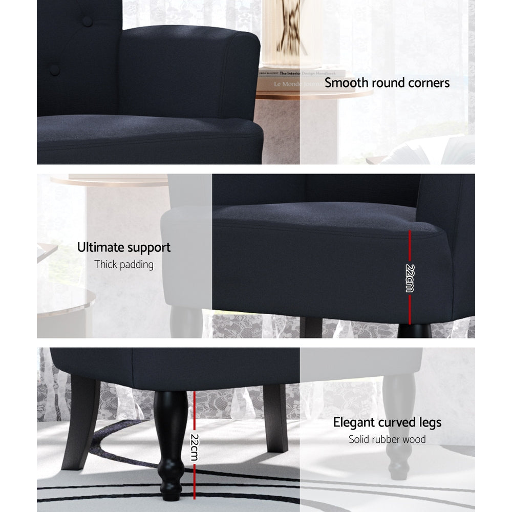 Artiss Armchair Wingback Charcoal Lothair FA-CHAIR-WING02-BK