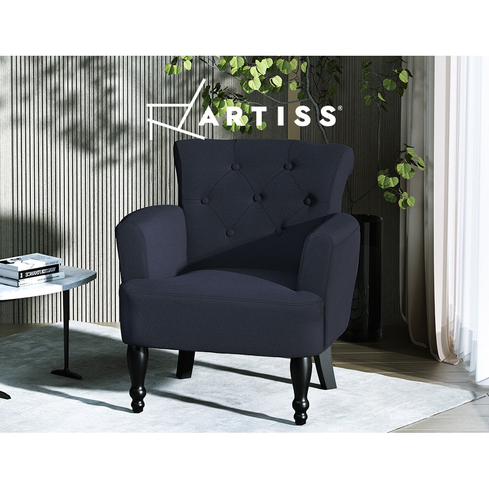 Artiss Armchair Wingback Charcoal Lothair FA-CHAIR-WING02-BK