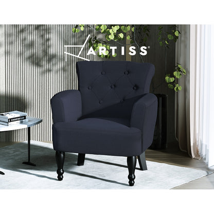 Artiss Armchair Wingback Charcoal Lothair FA-CHAIR-WING02-BK