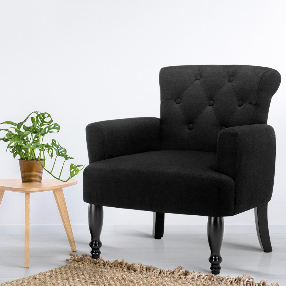 Artiss Armchair Wingback Charcoal Lothair FA-CHAIR-WING02-BK