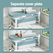 Weisshorn Foldable Bathtub Portable Folding Water Spa with Cover Plate 136x62cm FB-PP-136-BL
